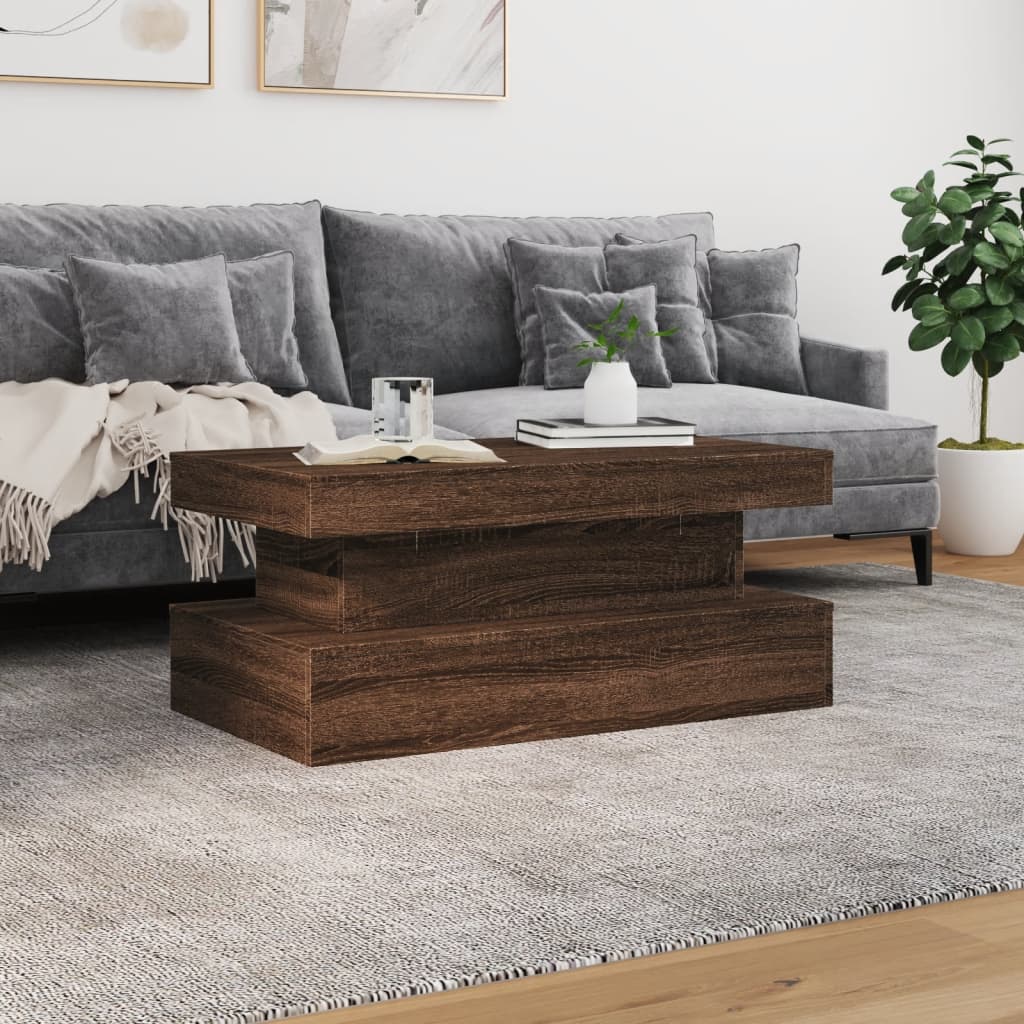 Salontafel met LED-verlichting 90x50x40 cm bruin eikenkleur is nu te koop bij PeponiXL, paradijselijk wonen!