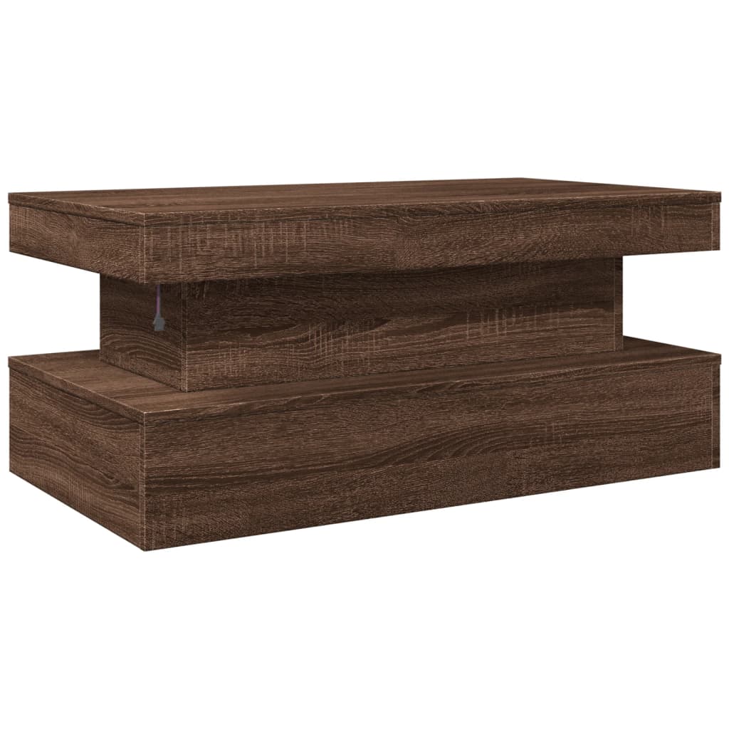 Salontafel met LED-verlichting 90x50x40 cm bruin eikenkleur is nu te koop bij PeponiXL, paradijselijk wonen!