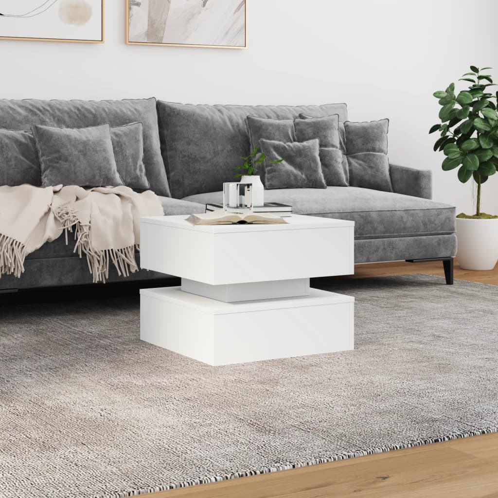 Salontafel met LED-verlichting 50x50x40 cm wit is nu te koop bij PeponiXL, paradijselijk wonen!
