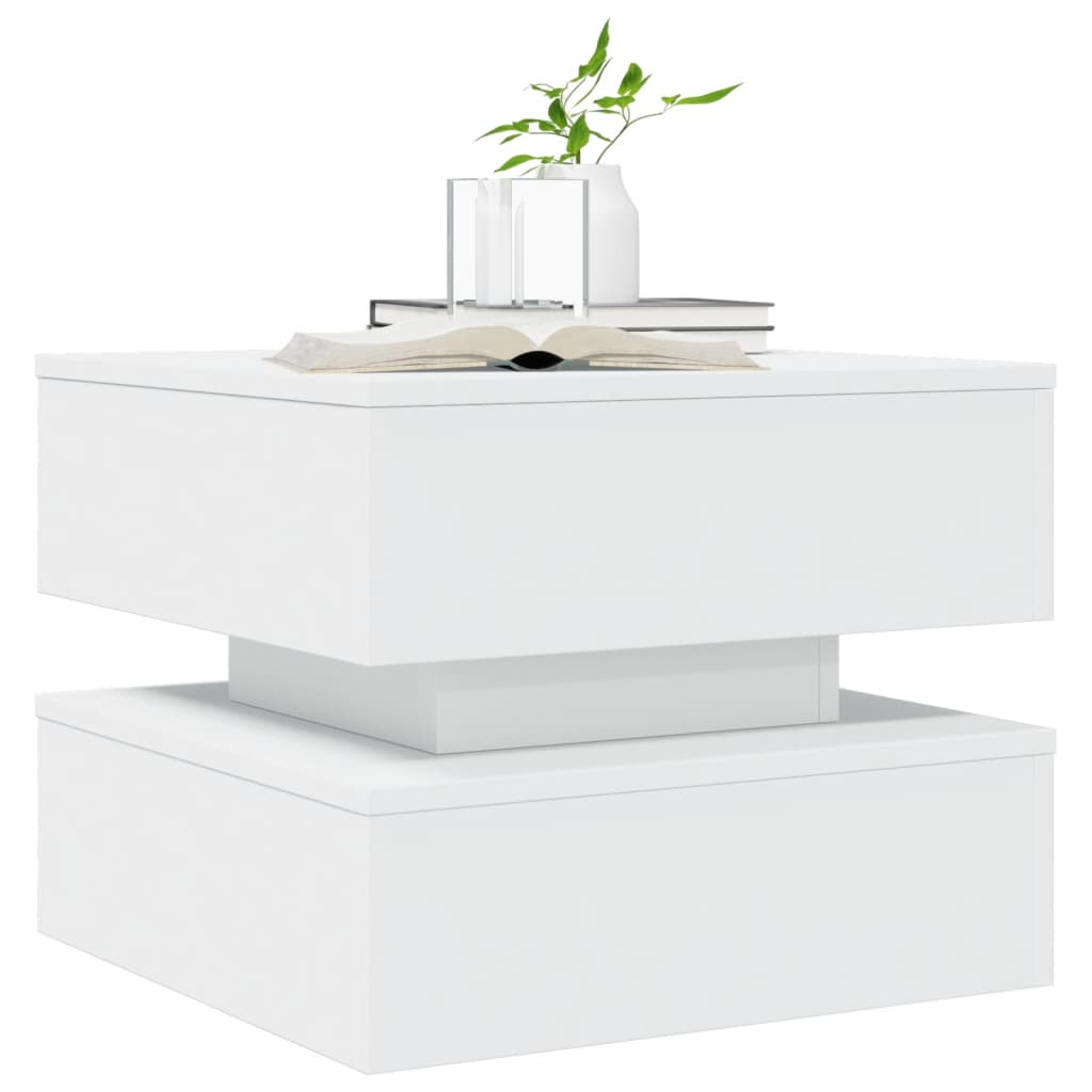Salontafel met LED-verlichting 50x50x40 cm wit is nu te koop bij PeponiXL, paradijselijk wonen!