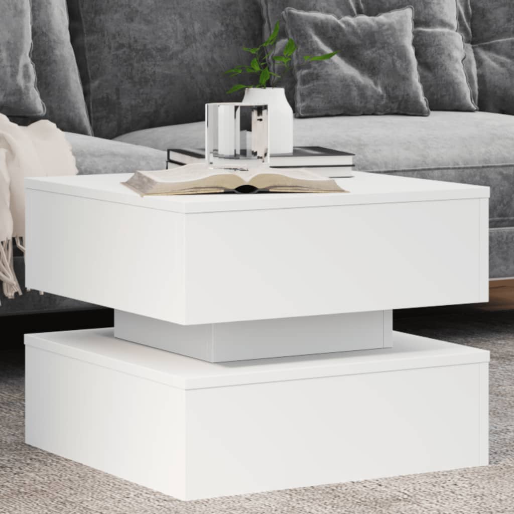 Salontafel met LED-verlichting 50x50x40 cm wit is nu te koop bij PeponiXL, paradijselijk wonen!