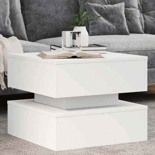 Salontafel met LED-verlichting 50x50x40 cm wit is nu te koop bij PeponiXL, paradijselijk wonen!
