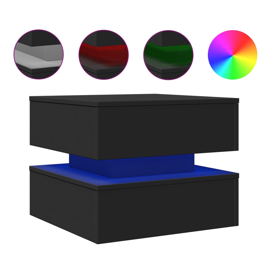 Salontafel met LED-verlichting 50x50x40 cm zwart is nu te koop bij PeponiXL, paradijselijk wonen!