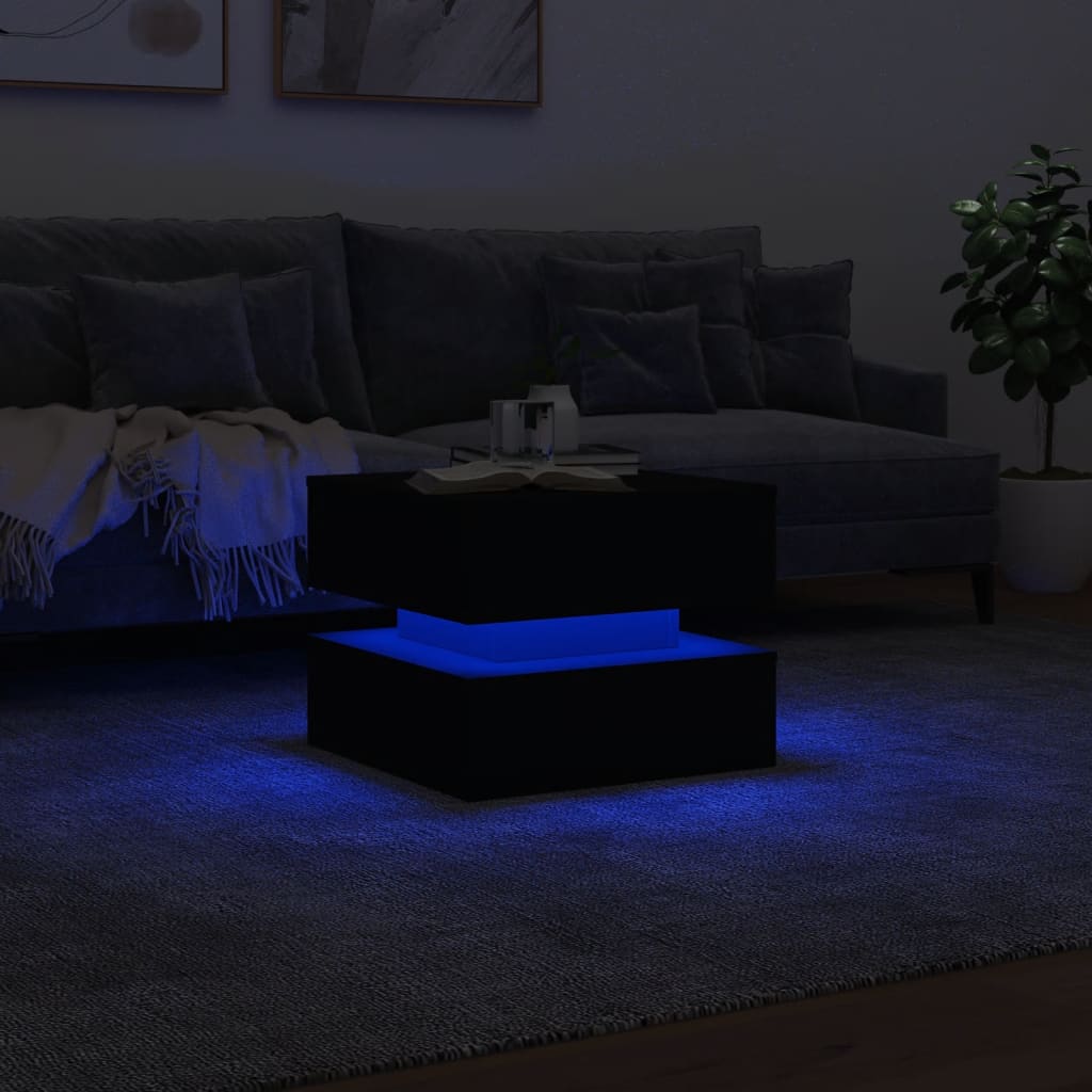 Salontafel met LED-verlichting 50x50x40 cm zwart is nu te koop bij PeponiXL, paradijselijk wonen!