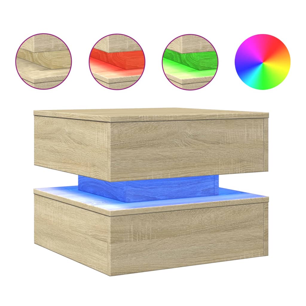 Salontafel met LED-verlichting 50x50x40 cm sonoma eiken is nu te koop bij PeponiXL, paradijselijk wonen!