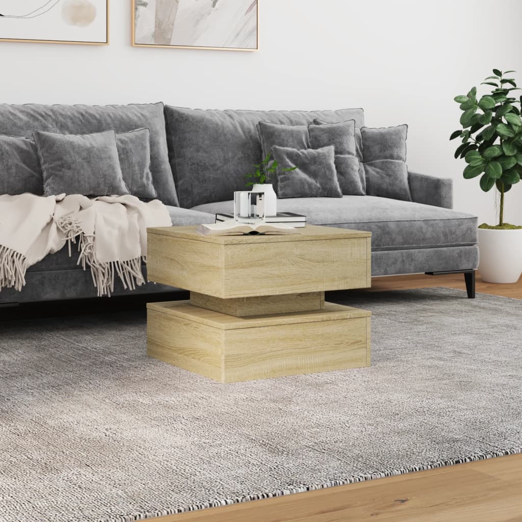 Salontafel met LED-verlichting 50x50x40 cm sonoma eiken is nu te koop bij PeponiXL, paradijselijk wonen!