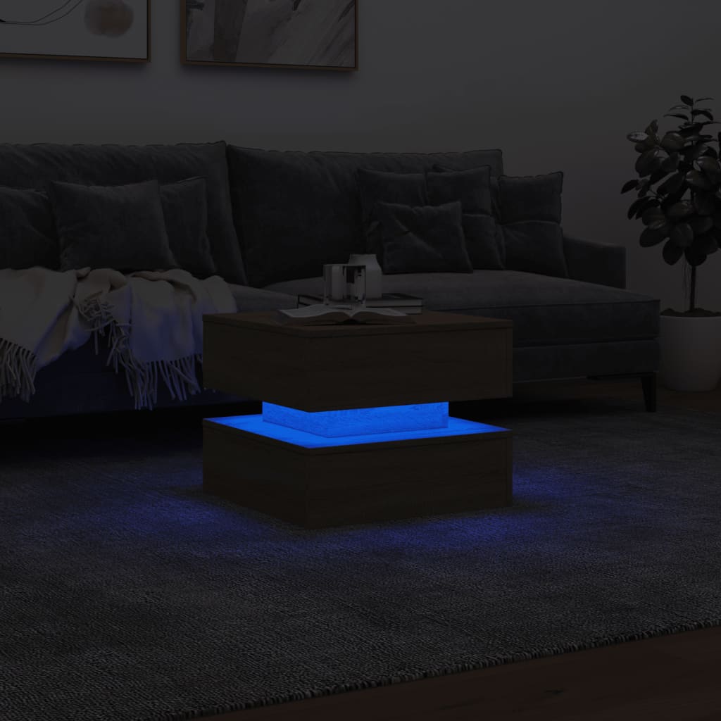 Salontafel met LED-verlichting 50x50x40 cm sonoma eiken is nu te koop bij PeponiXL, paradijselijk wonen!