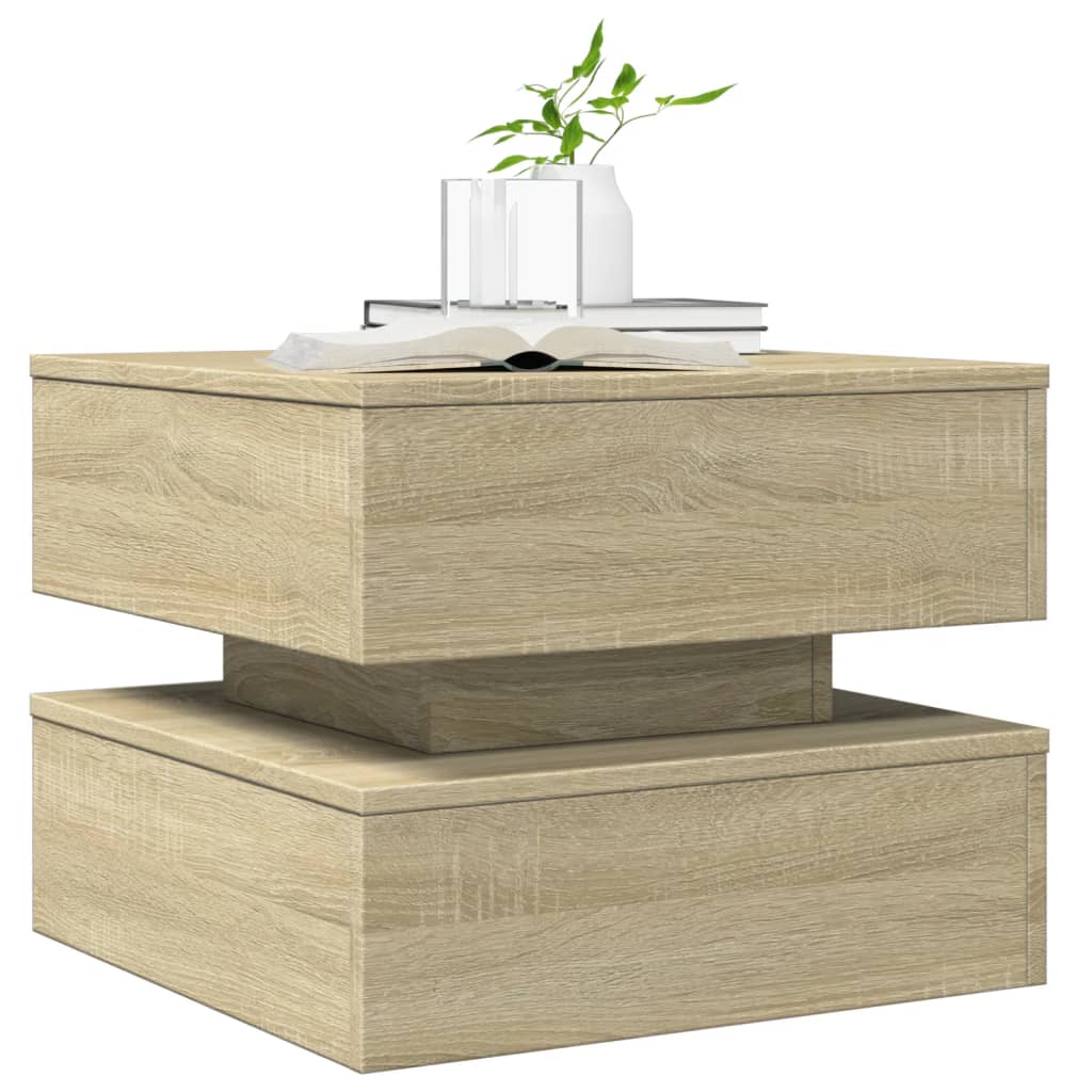 Salontafel met LED-verlichting 50x50x40 cm sonoma eiken is nu te koop bij PeponiXL, paradijselijk wonen!