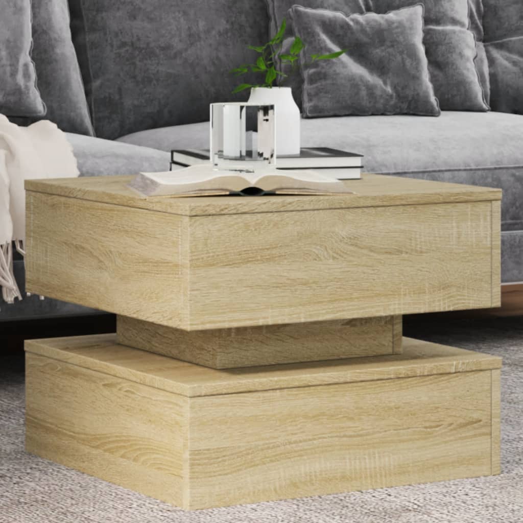 Salontafel met LED-verlichting 50x50x40 cm sonoma eiken is nu te koop bij PeponiXL, paradijselijk wonen!