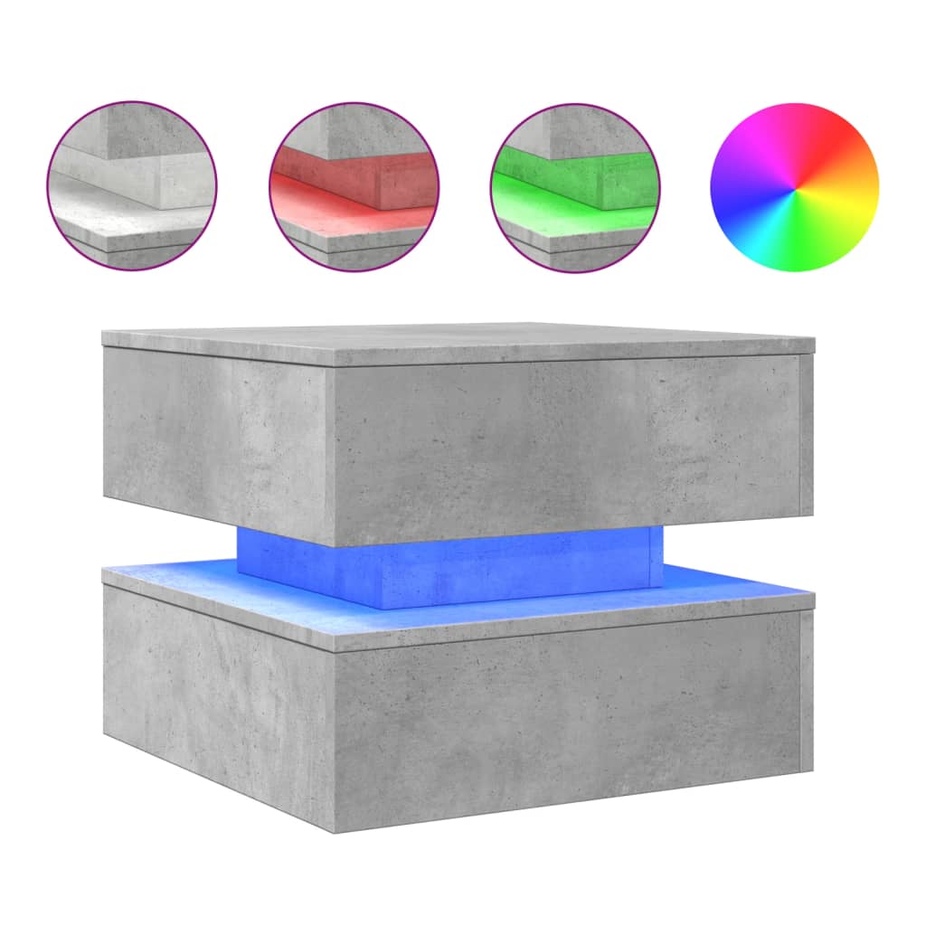 Salontafel met LED-verlichting 50x50x40 cm betongrijs is nu te koop bij PeponiXL, paradijselijk wonen!