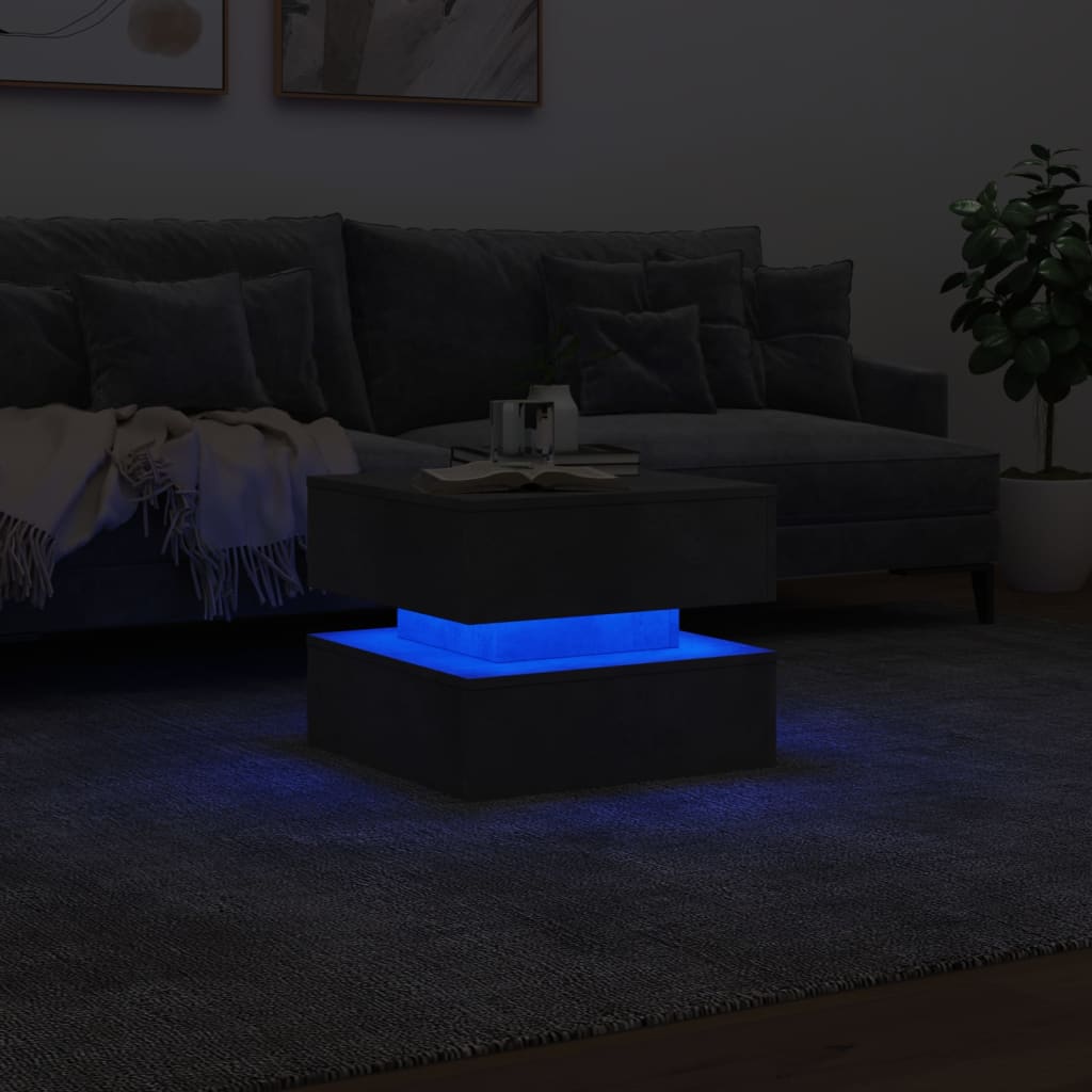 Salontafel met LED-verlichting 50x50x40 cm betongrijs is nu te koop bij PeponiXL, paradijselijk wonen!