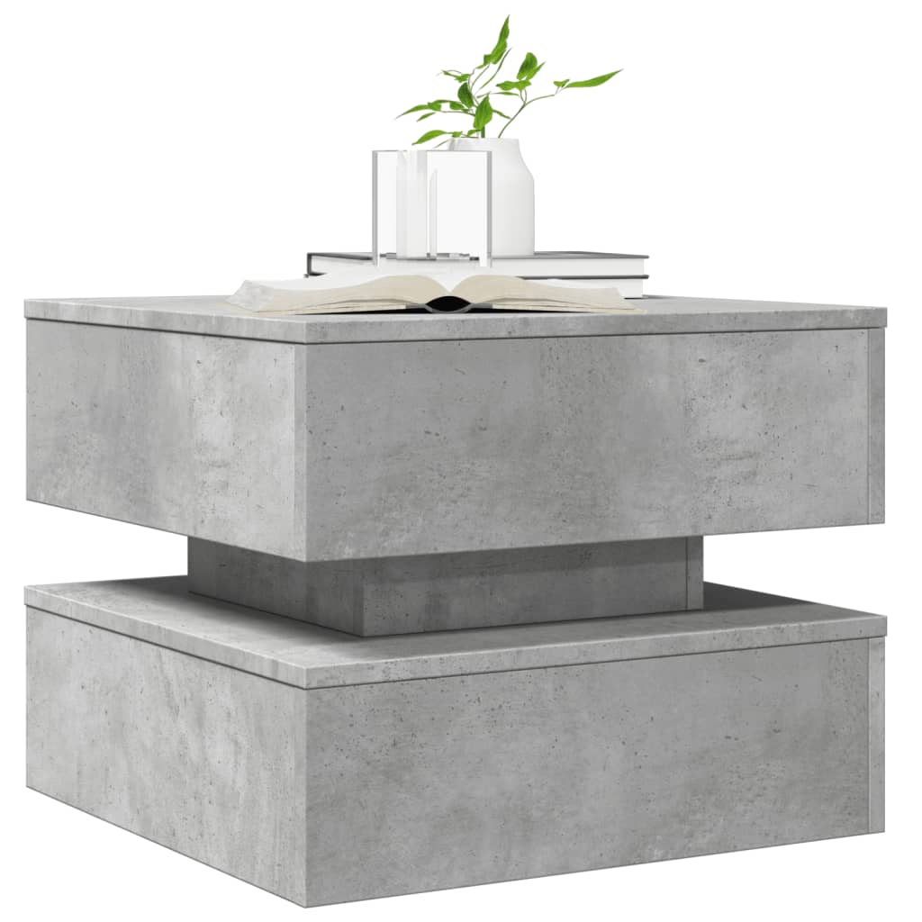 Salontafel met LED-verlichting 50x50x40 cm betongrijs is nu te koop bij PeponiXL, paradijselijk wonen!