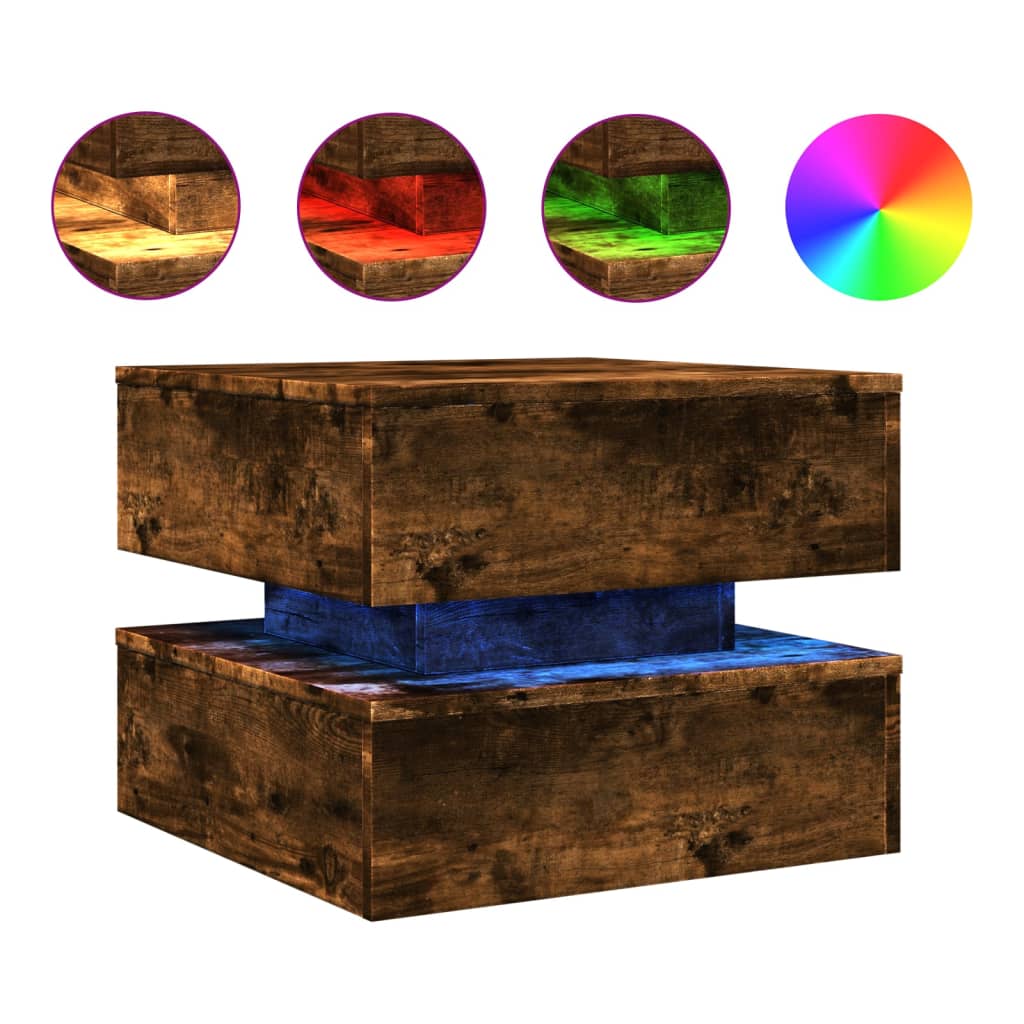 Salontafel met metalen poten 50x50x40 cm gerookt eikenkleurig is nu te koop bij PeponiXL, paradijselijk wonen!
