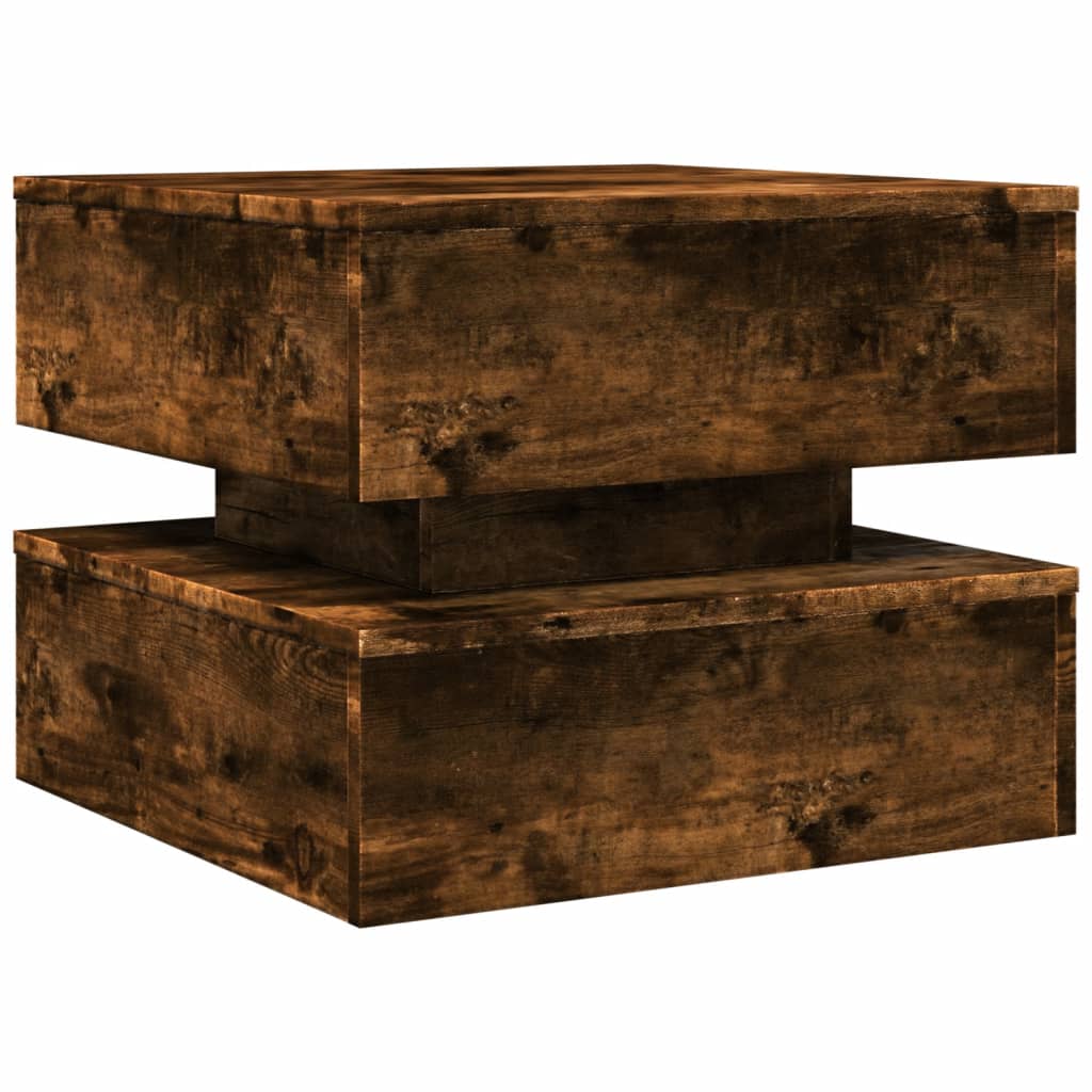 Salontafel met metalen poten 50x50x40 cm gerookt eikenkleurig is nu te koop bij PeponiXL, paradijselijk wonen!
