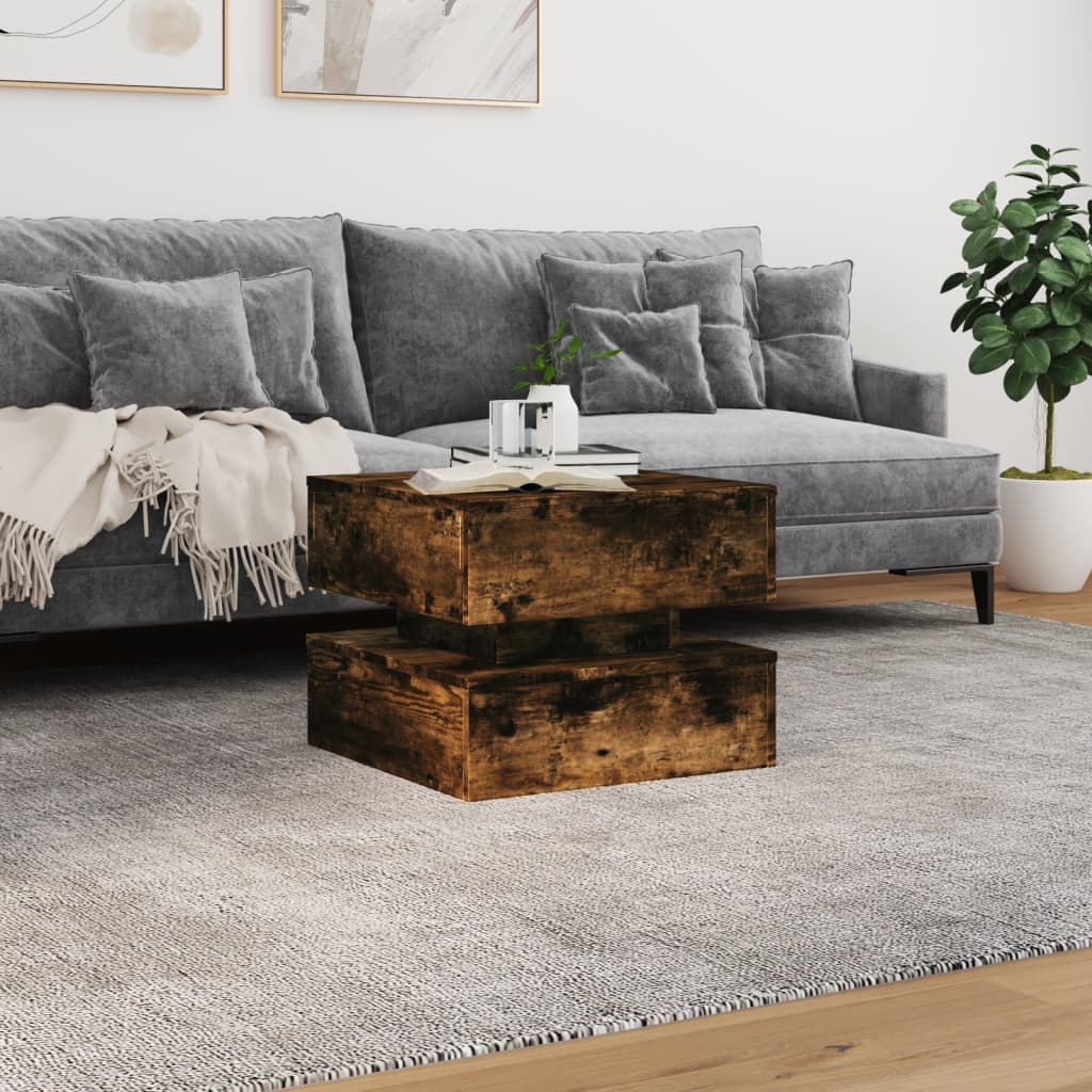 Salontafel met metalen poten 50x50x40 cm gerookt eikenkleurig is nu te koop bij PeponiXL, paradijselijk wonen!
