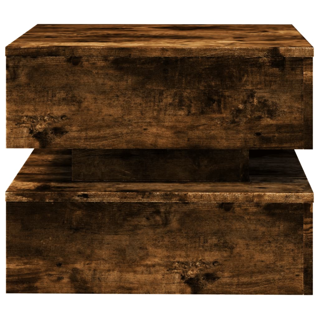 Salontafel met metalen poten 50x50x40 cm gerookt eikenkleurig is nu te koop bij PeponiXL, paradijselijk wonen!