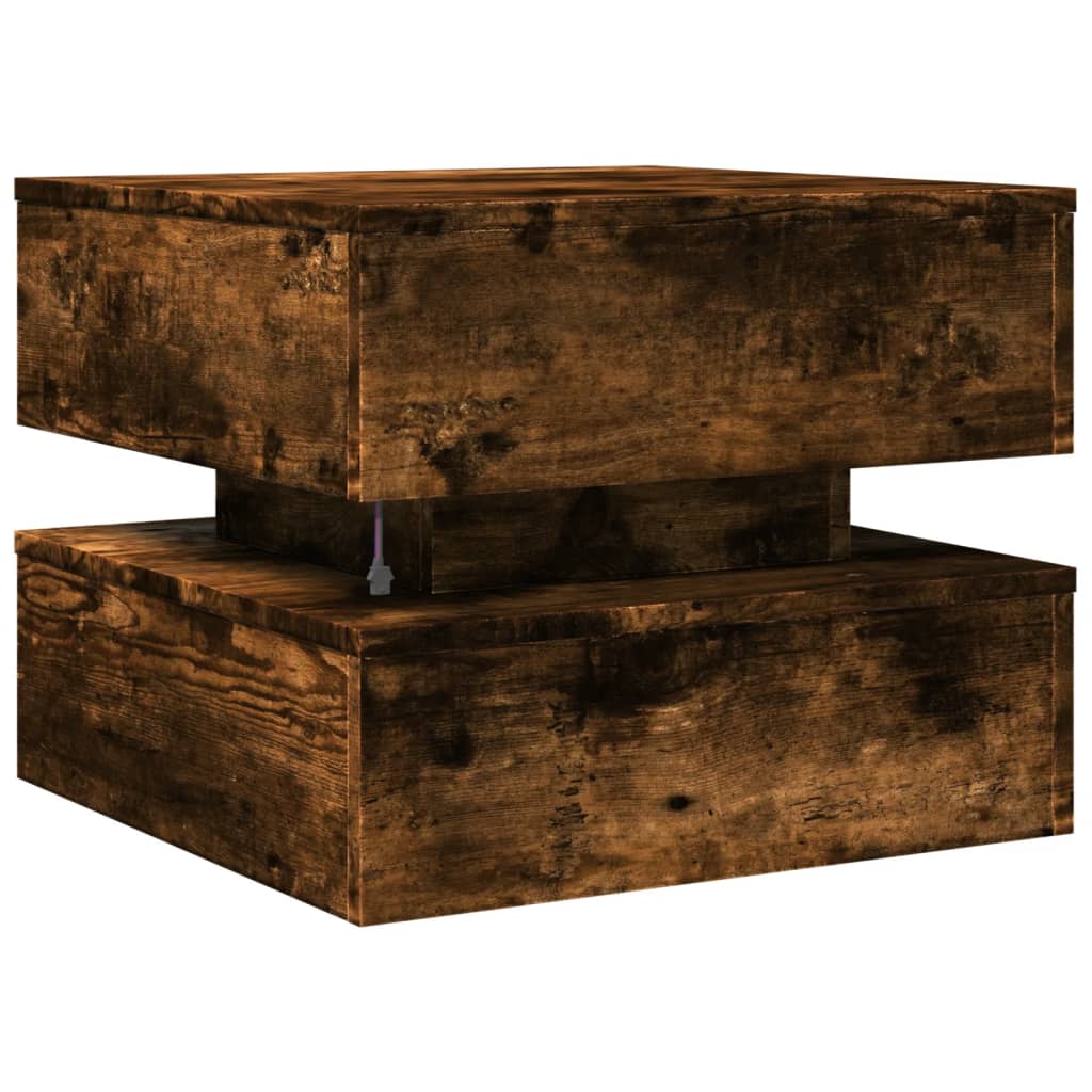 Salontafel met metalen poten 50x50x40 cm gerookt eikenkleurig is nu te koop bij PeponiXL, paradijselijk wonen!