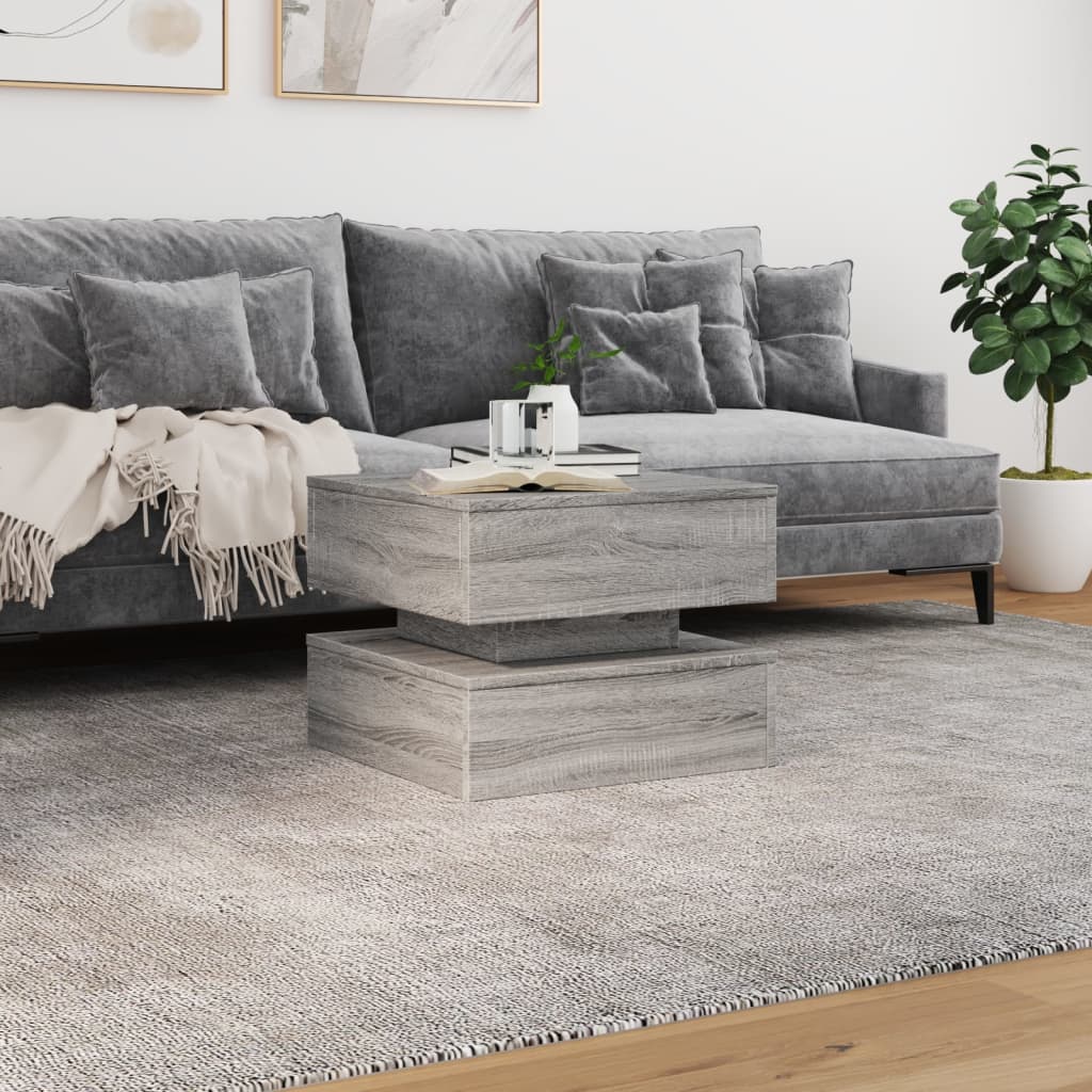 Salontafel met LED-verlichting 50x50x40 cm grijs sonoma eiken is nu te koop bij PeponiXL, paradijselijk wonen!