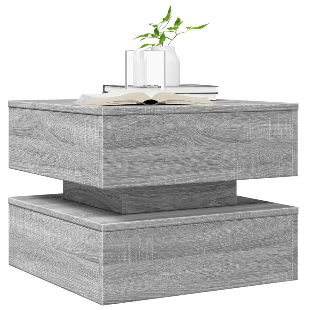 Salontafel met LED-verlichting 50x50x40 cm grijs sonoma eiken is nu te koop bij PeponiXL, paradijselijk wonen!