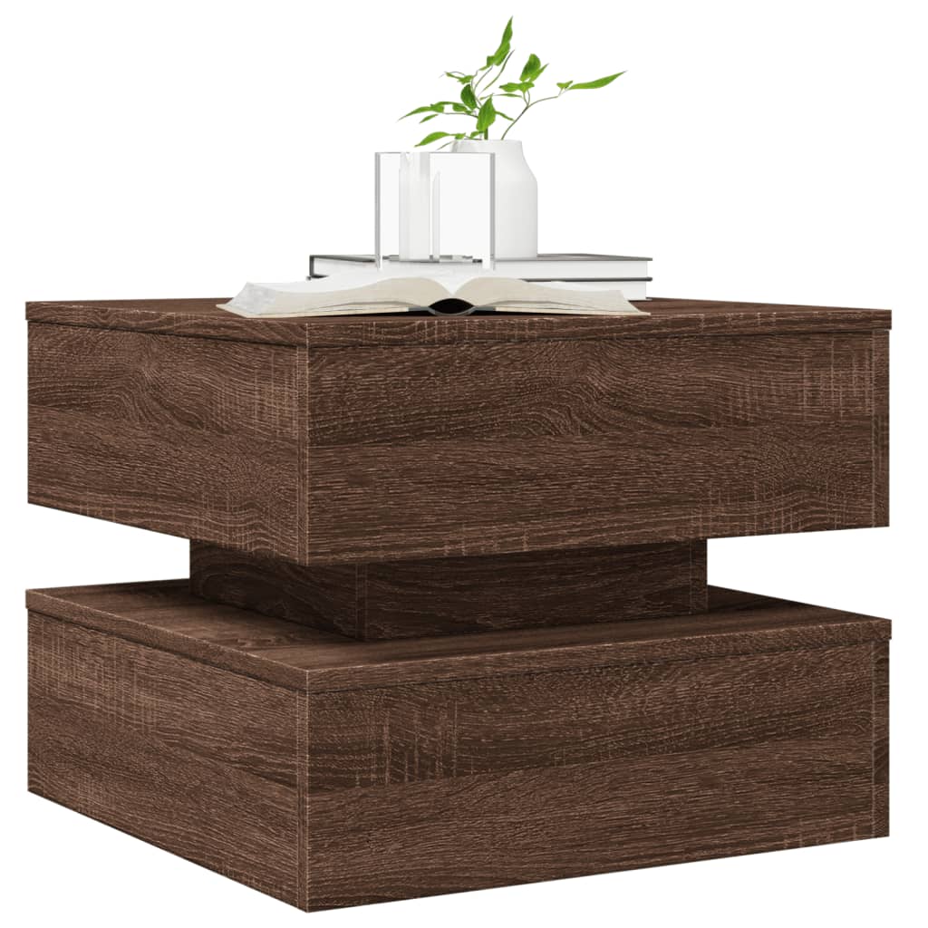 Salontafel met LED-verlichting 50x50x40 cm bruin eikenkleur is nu te koop bij PeponiXL, paradijselijk wonen!