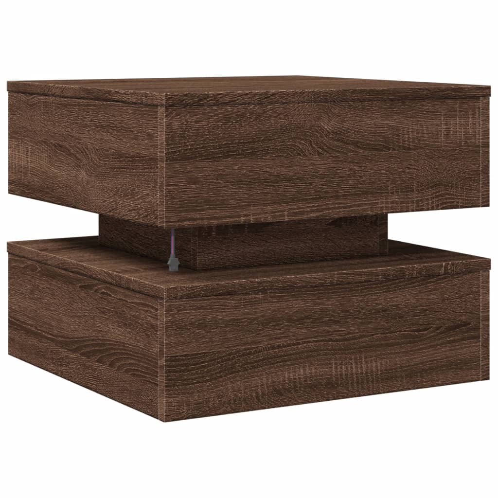 Salontafel met LED-verlichting 50x50x40 cm bruin eikenkleur is nu te koop bij PeponiXL, paradijselijk wonen!