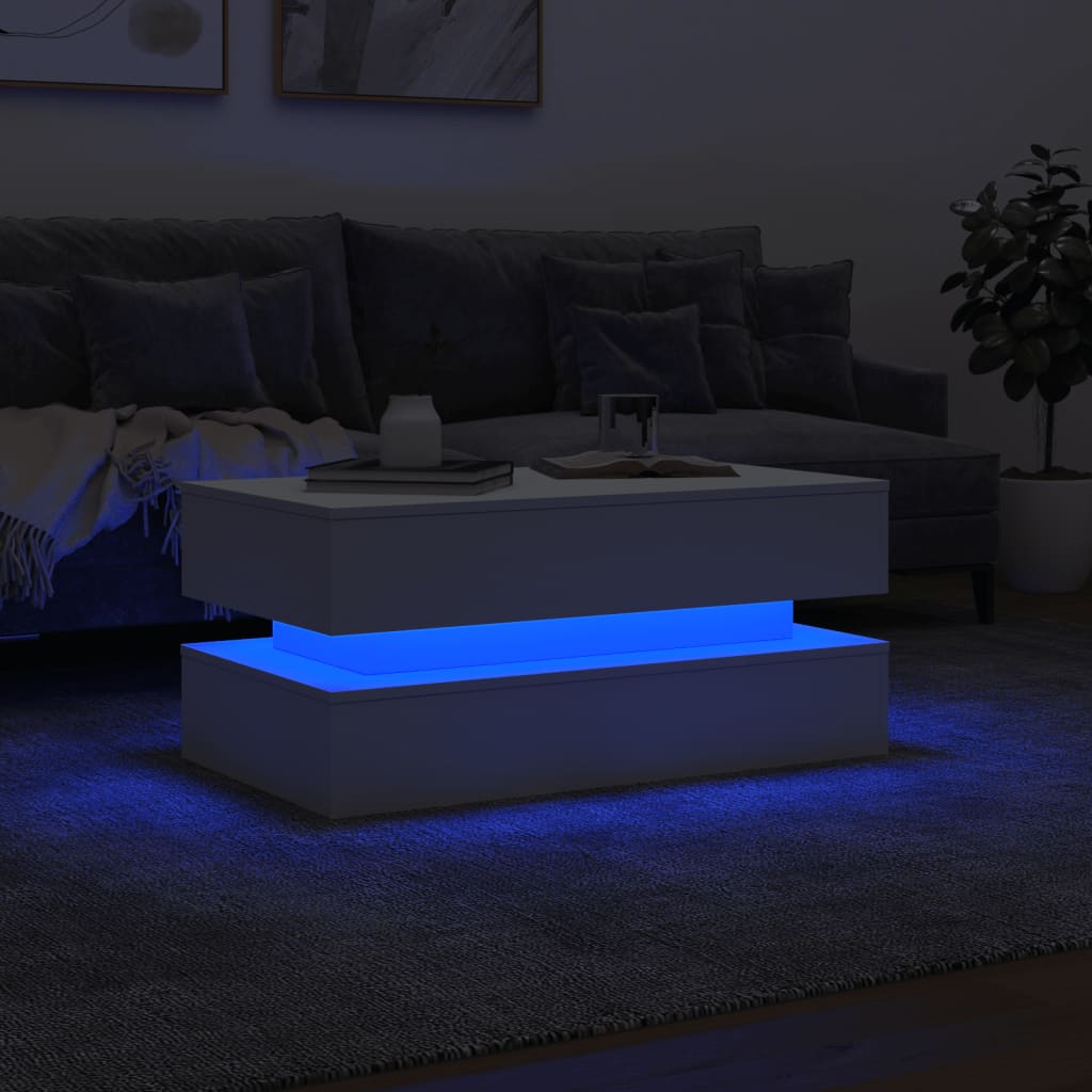 Salontafel met LED-verlichting 90x50x40 cm wit is nu te koop bij PeponiXL, paradijselijk wonen!