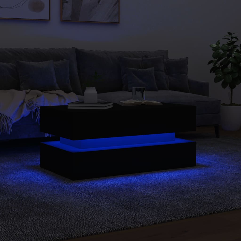 Salontafel met LED-verlichting 90x50x40 cm zwart is nu te koop bij PeponiXL, paradijselijk wonen!