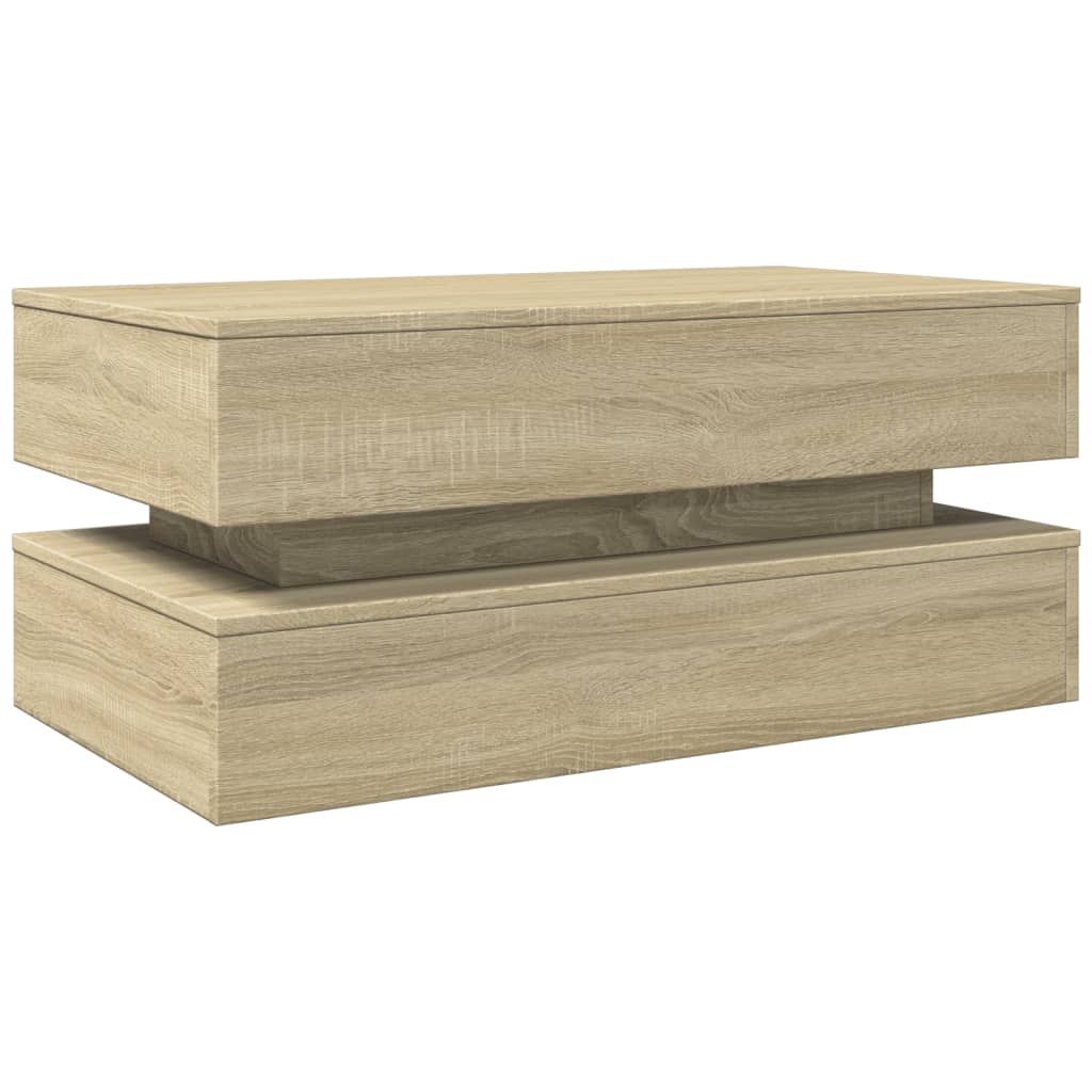 Salontafel met LED-verlichting 90x50x40 cm sonoma eikenkleurig is nu te koop bij PeponiXL, paradijselijk wonen!