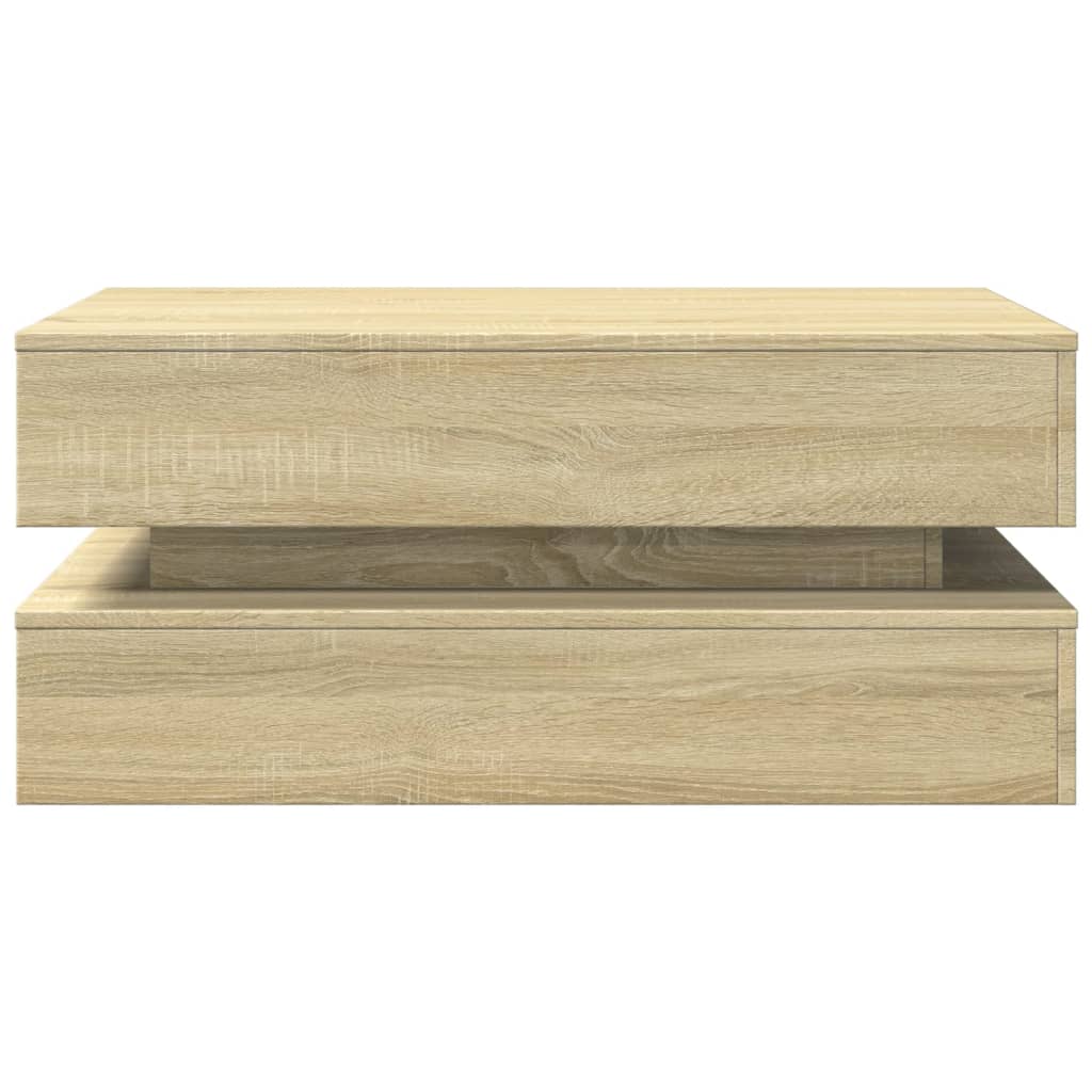 Salontafel met LED-verlichting 90x50x40 cm sonoma eikenkleurig is nu te koop bij PeponiXL, paradijselijk wonen!