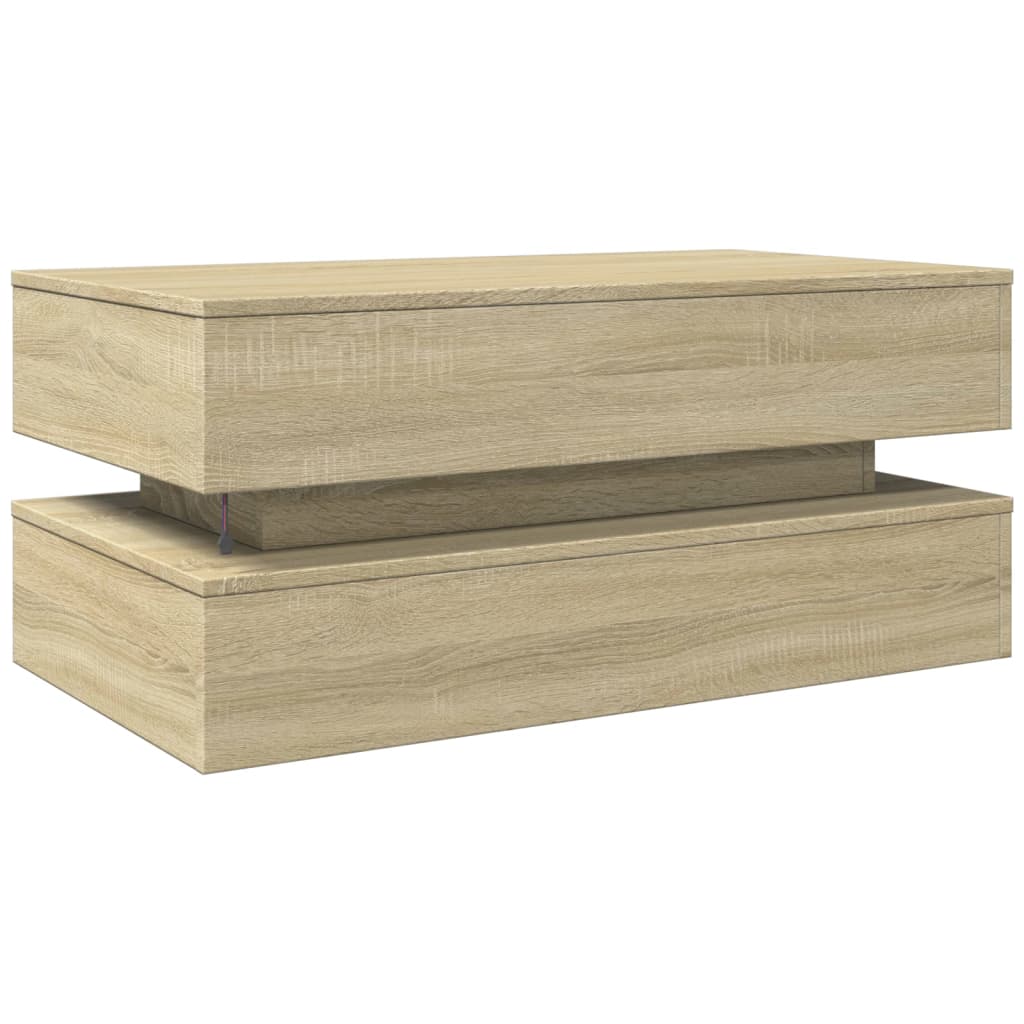 Salontafel met LED-verlichting 90x50x40 cm sonoma eikenkleurig is nu te koop bij PeponiXL, paradijselijk wonen!