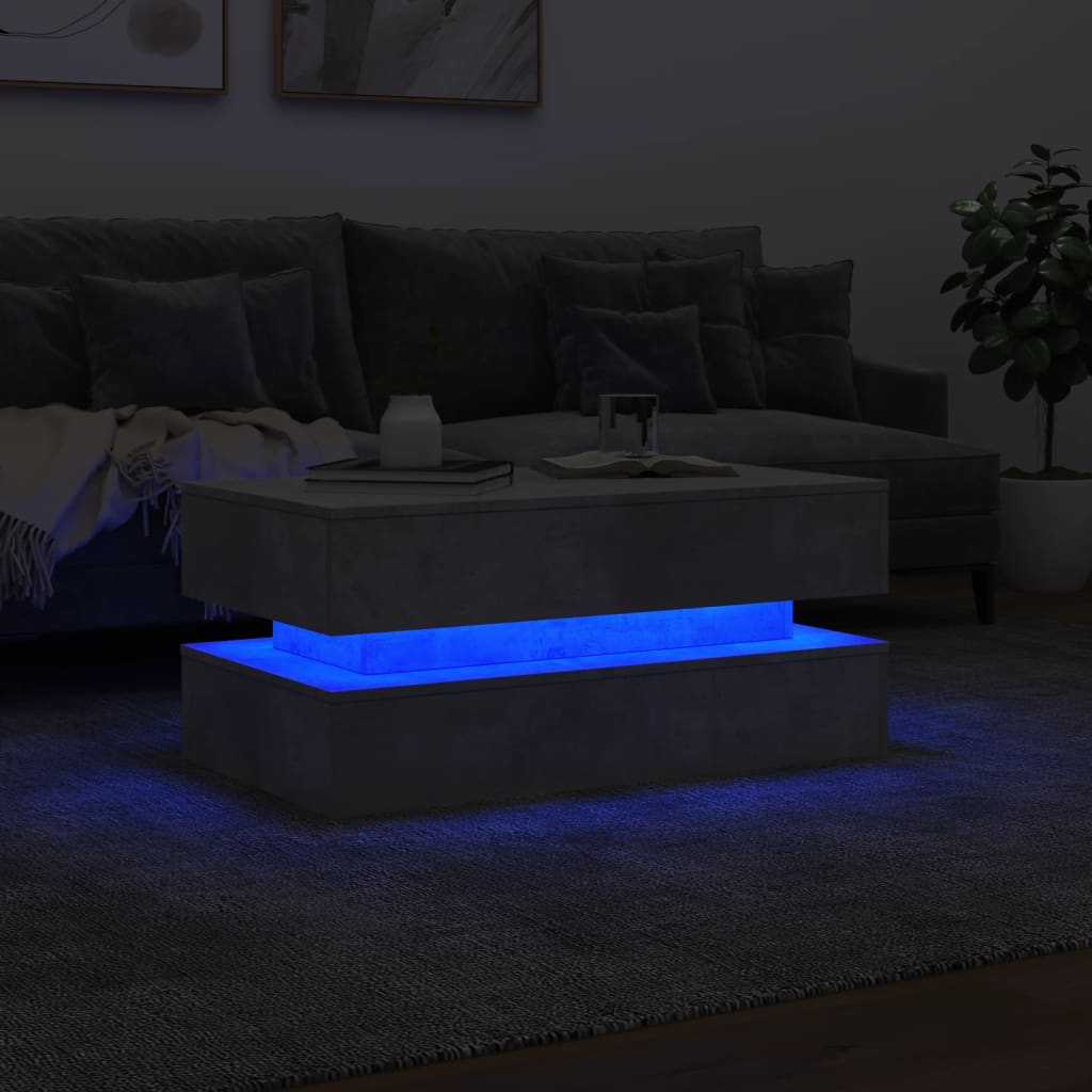 Salontafel met LED-verlichting 90x50x40 cm betongrijs is nu te koop bij PeponiXL, paradijselijk wonen!