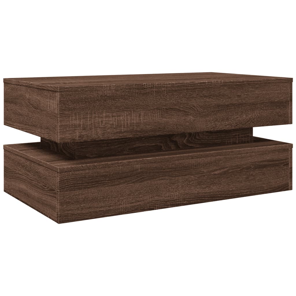 Salontafel met LED-verlichting 90x50x40 cm bruin eikenkleur is nu te koop bij PeponiXL, paradijselijk wonen!