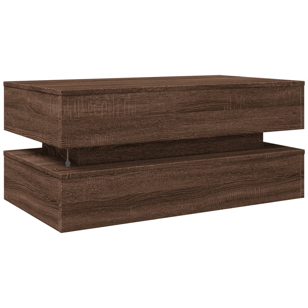Salontafel met LED-verlichting 90x50x40 cm bruin eikenkleur is nu te koop bij PeponiXL, paradijselijk wonen!
