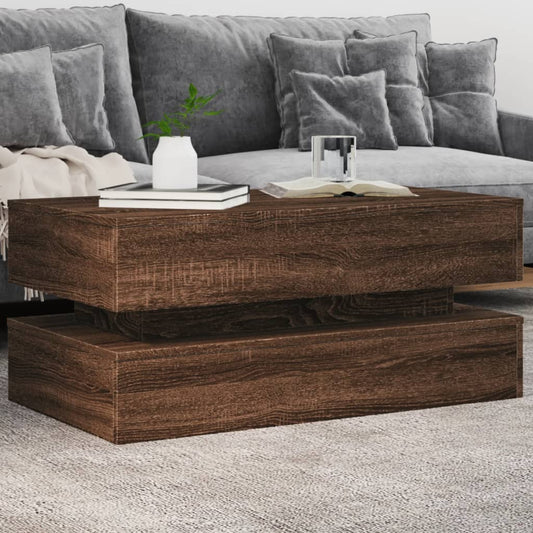 Salontafel met LED-verlichting 90x50x40 cm bruin eikenkleur is nu te koop bij PeponiXL, paradijselijk wonen!