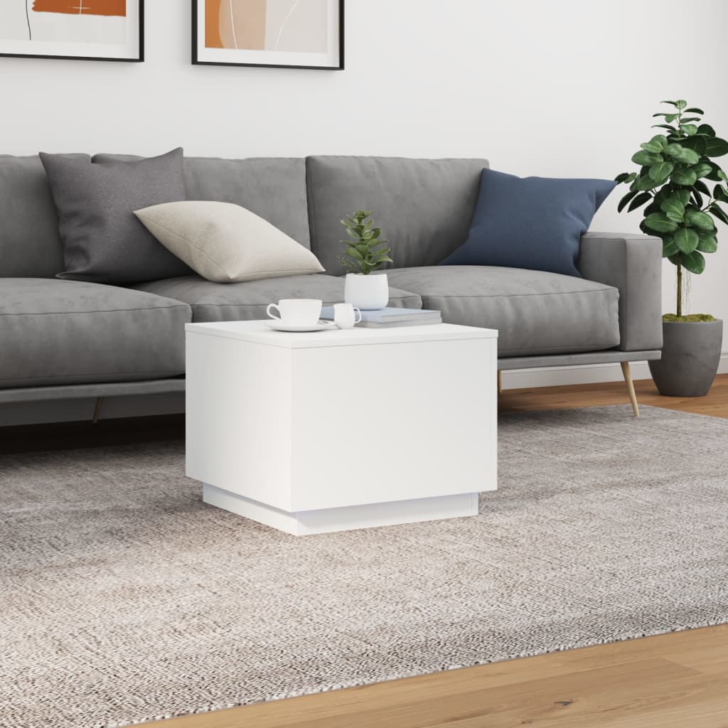 Salontafel met LED-verlichting 50x50x40 cm wit is nu te koop bij PeponiXL, paradijselijk wonen!