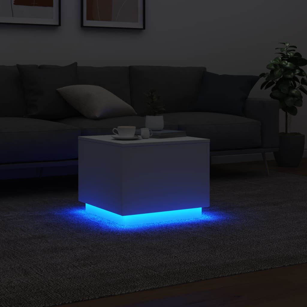 Salontafel met LED-verlichting 50x50x40 cm wit is nu te koop bij PeponiXL, paradijselijk wonen!