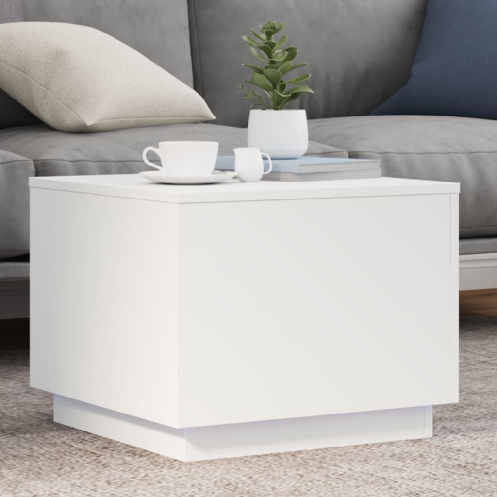 Salontafel met LED-verlichting 50x50x40 cm wit is nu te koop bij PeponiXL, paradijselijk wonen!