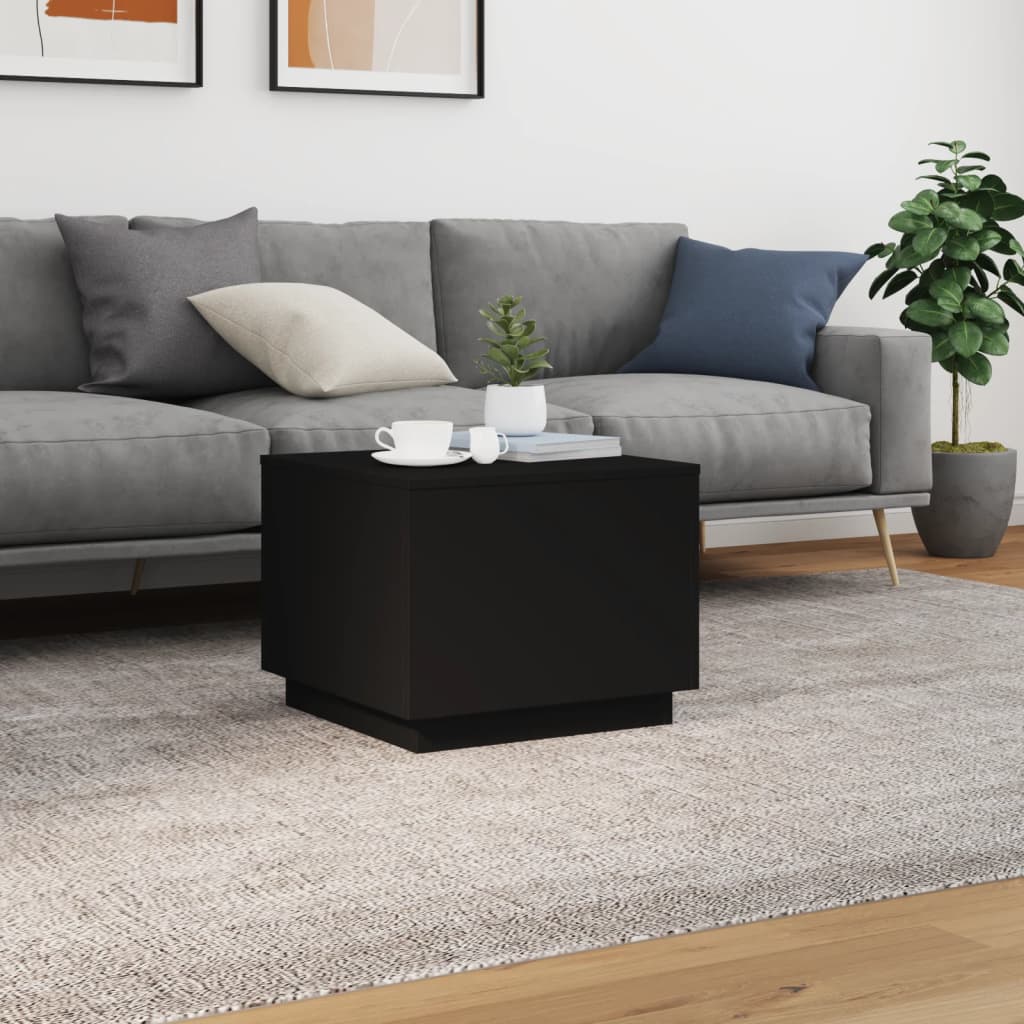 Salontafel met LED-verlichting 50x50x40 cm zwart is nu te koop bij PeponiXL, paradijselijk wonen!