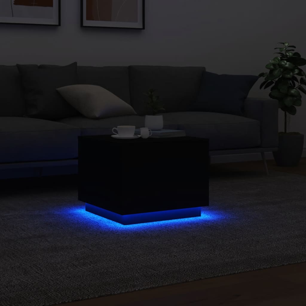 Salontafel met LED-verlichting 50x50x40 cm zwart is nu te koop bij PeponiXL, paradijselijk wonen!