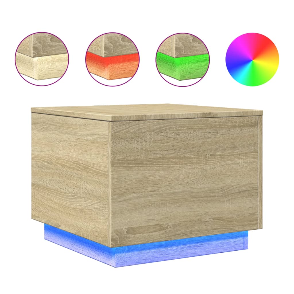Salontafel met LED-verlichting 50x50x40 cm sonoma eiken is nu te koop bij PeponiXL, paradijselijk wonen!