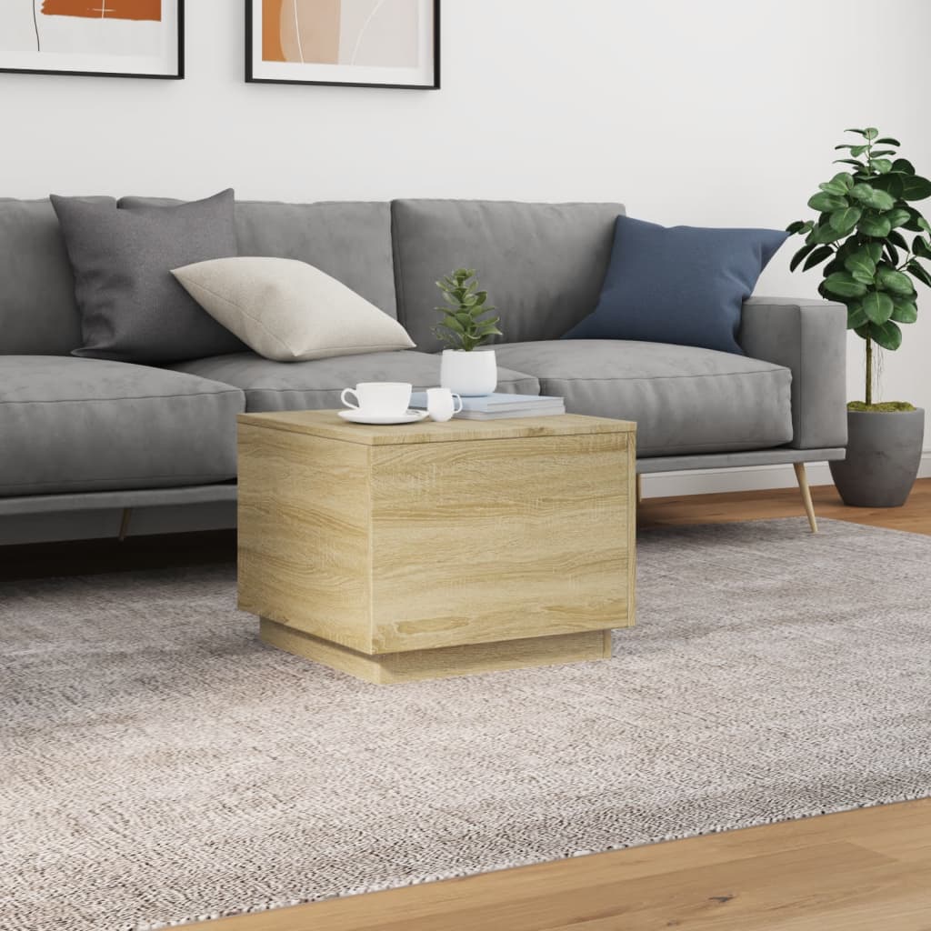 Salontafel met LED-verlichting 50x50x40 cm sonoma eiken is nu te koop bij PeponiXL, paradijselijk wonen!
