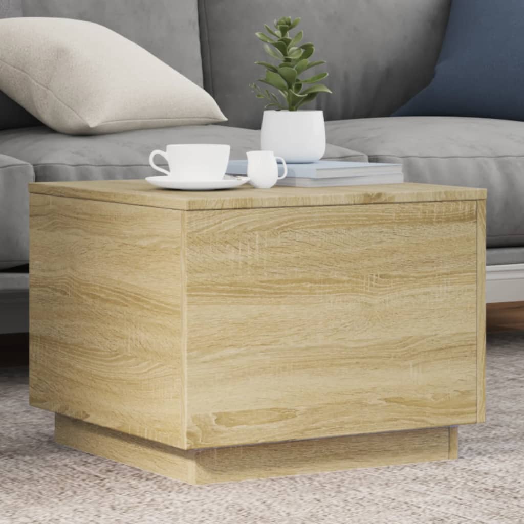 Salontafel met LED-verlichting 50x50x40 cm sonoma eiken is nu te koop bij PeponiXL, paradijselijk wonen!
