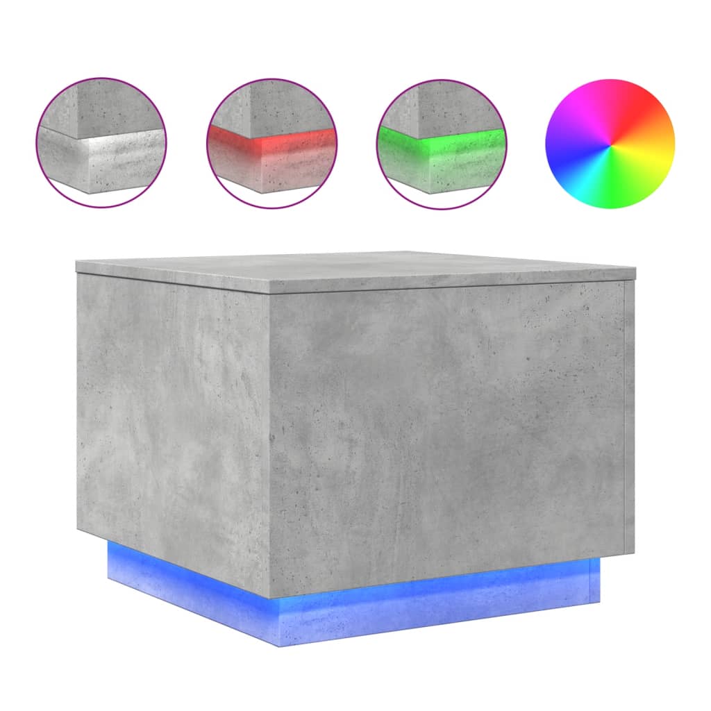 Salontafel met LED-verlichting 50x50x40 cm betongrijs is nu te koop bij PeponiXL, paradijselijk wonen!