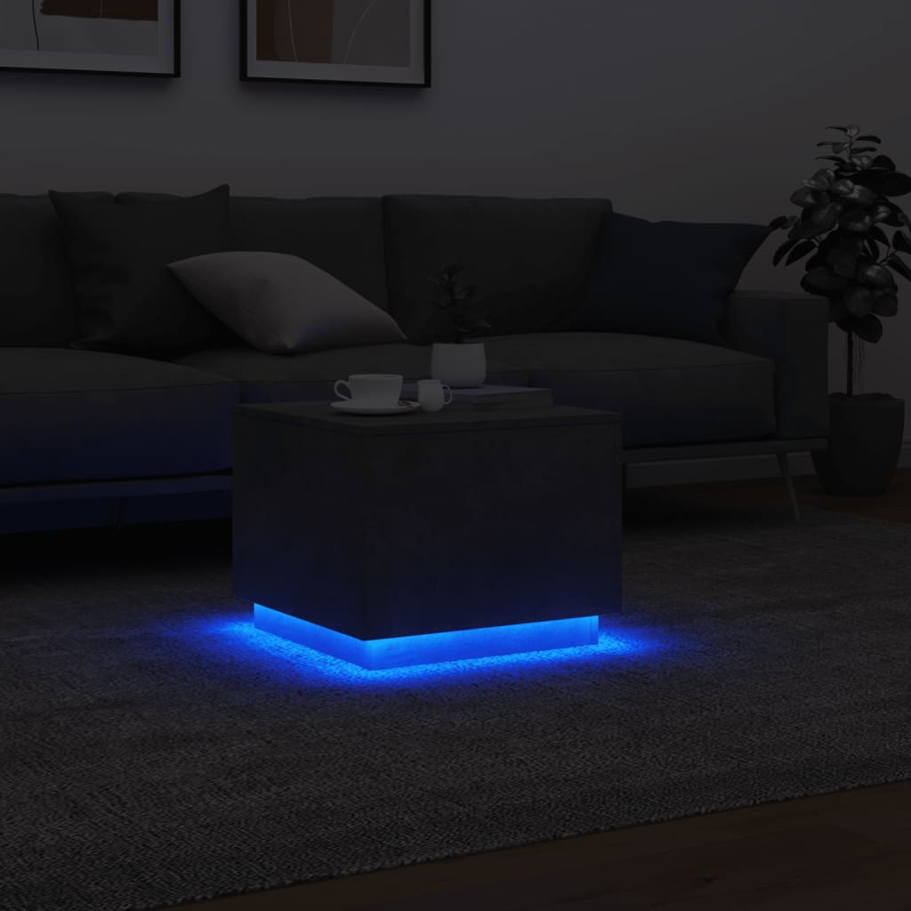 Salontafel met LED-verlichting 50x50x40 cm betongrijs is nu te koop bij PeponiXL, paradijselijk wonen!