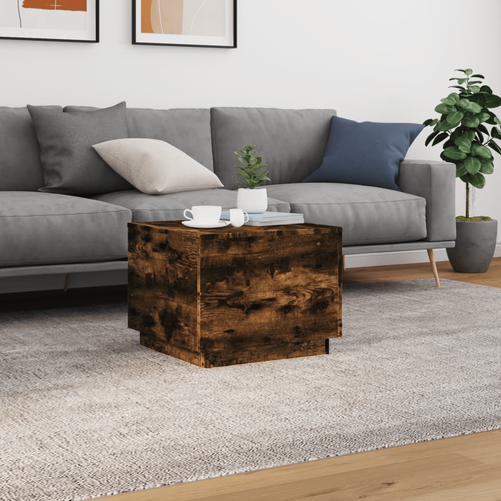 Salontafel met metalen poten 50x50x40 cm gerookt eikenkleurig is nu te koop bij PeponiXL, paradijselijk wonen!