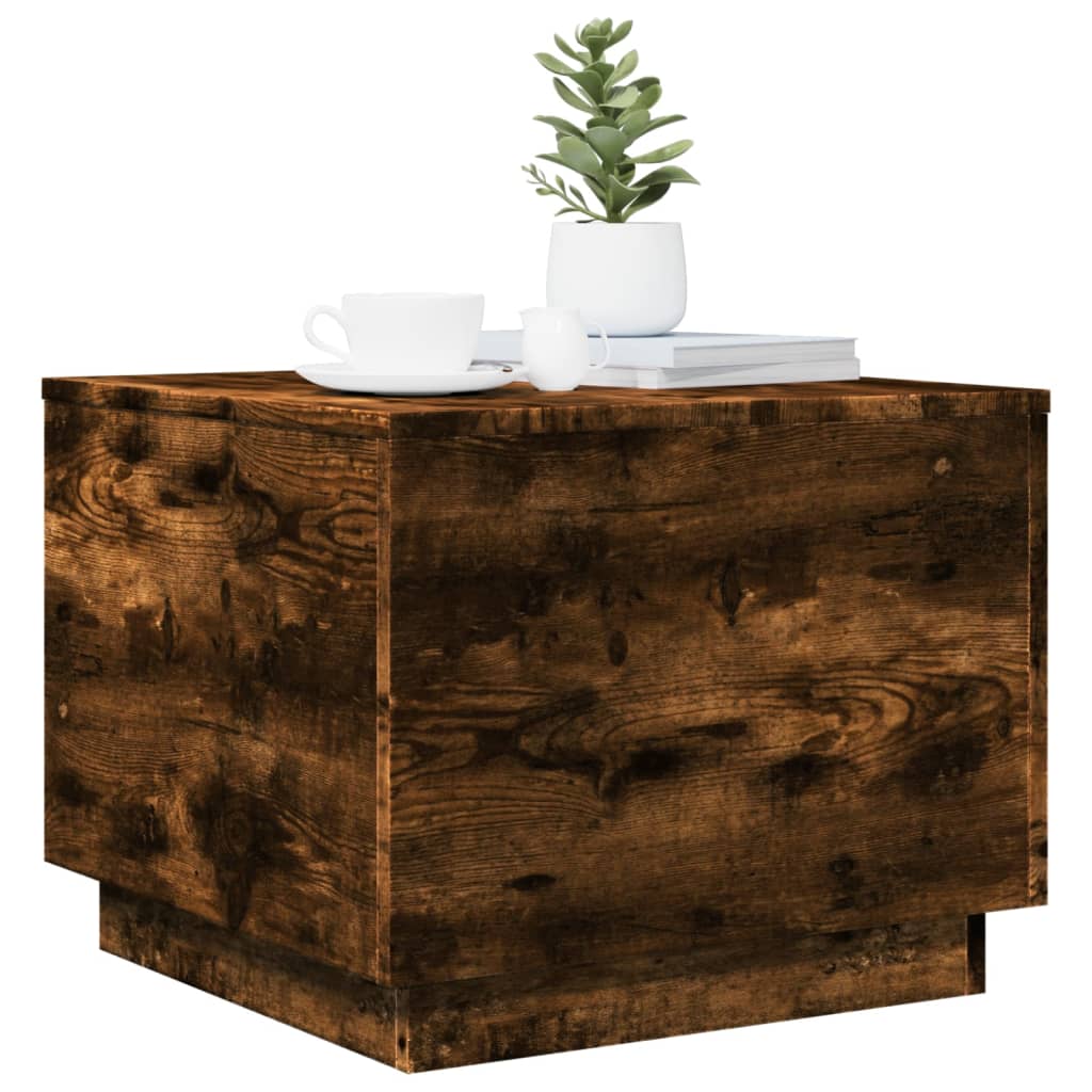 Salontafel met metalen poten 50x50x40 cm gerookt eikenkleurig is nu te koop bij PeponiXL, paradijselijk wonen!