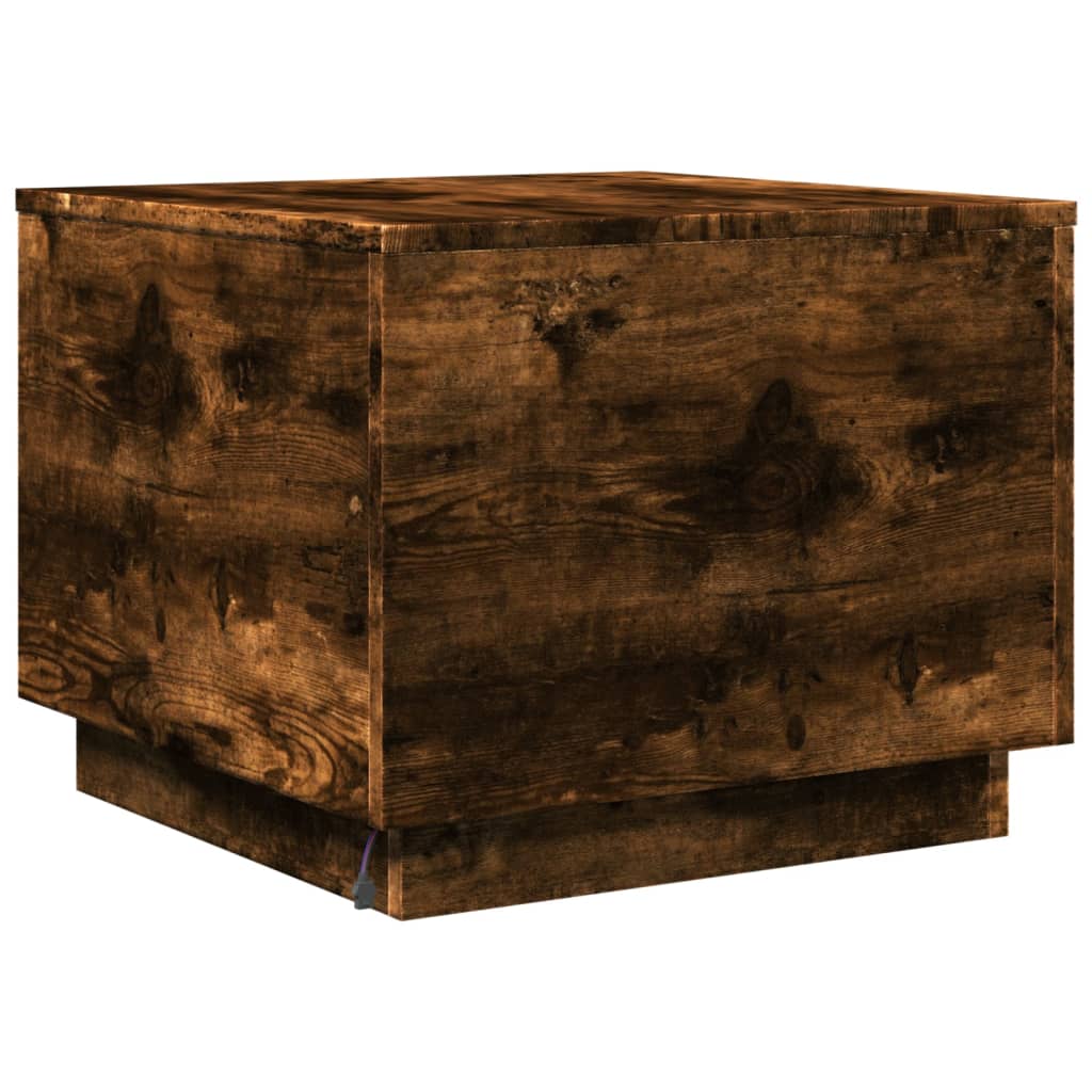Salontafel met metalen poten 50x50x40 cm gerookt eikenkleurig is nu te koop bij PeponiXL, paradijselijk wonen!