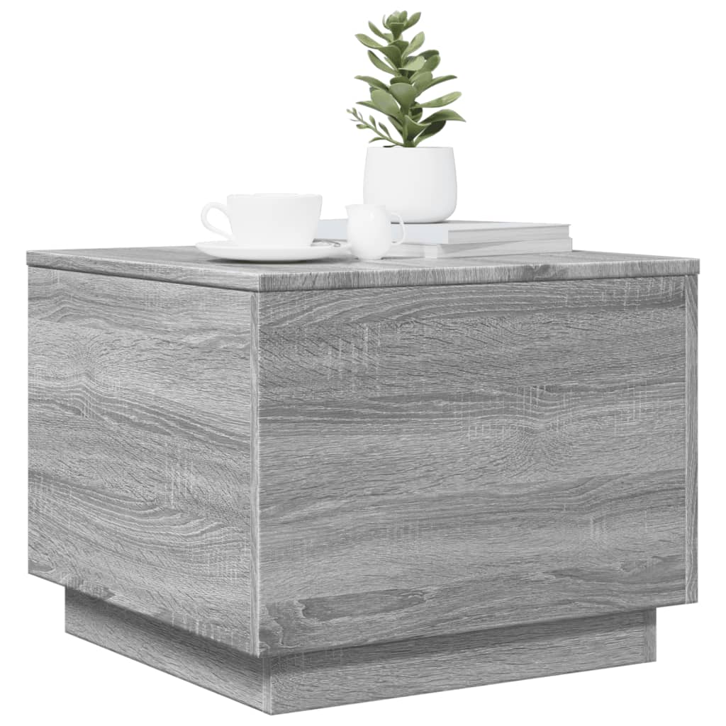 Salontafel met LED-verlichting 50x50x40 cm grijs sonoma eiken is nu te koop bij PeponiXL, paradijselijk wonen!