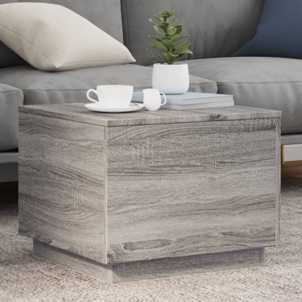 Salontafel met LED-verlichting 50x50x40 cm grijs sonoma eiken is nu te koop bij PeponiXL, paradijselijk wonen!