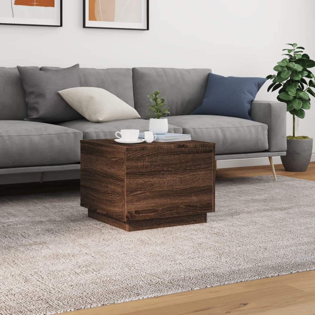 Salontafel met LED-verlichting 50x50x40 cm bruin eikenkleur is nu te koop bij PeponiXL, paradijselijk wonen!